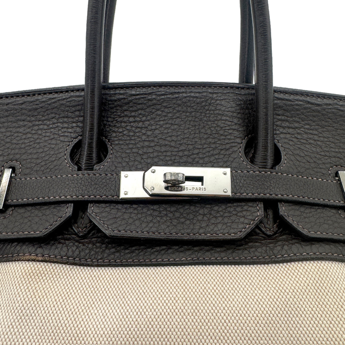 Luxury Promise Japan HERMES BIRKIN 35 EBENE TAURILLON CLEMENCE TOILE H HAND BAG □E SHW 90274430