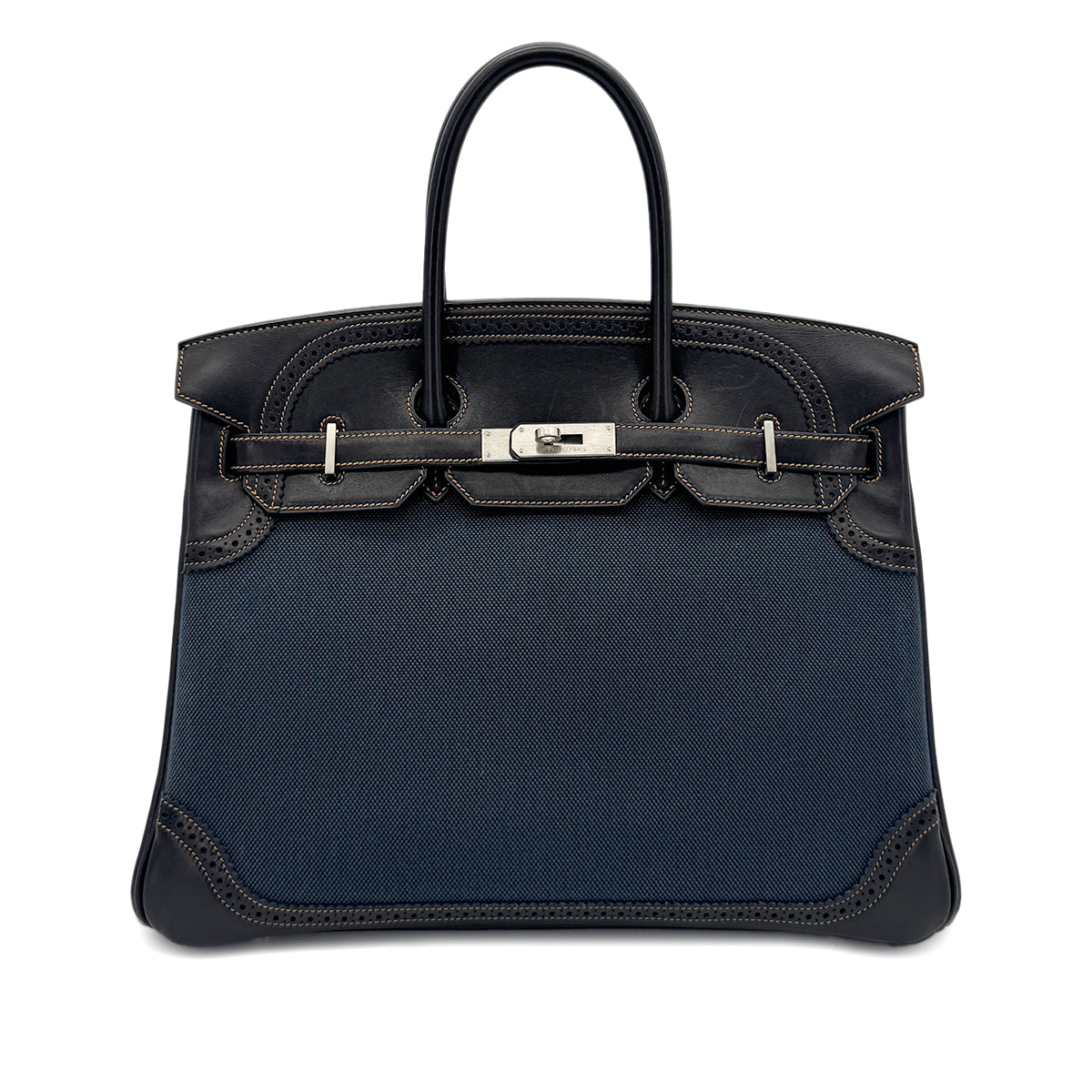 Luxury Promise Japan HERMES BIRKIN 35 GHILLIES BLACK DENIM FONC EVERCALF TOILE H HAND BAG □P SHW 90288489