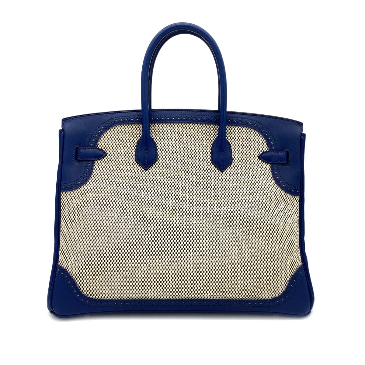 Luxury Promise Japan HERMES BIRKIN 35 GHILLIES BLUE SAPHIR SWIFT TOILE H HAND BAG R SHW 90301720
