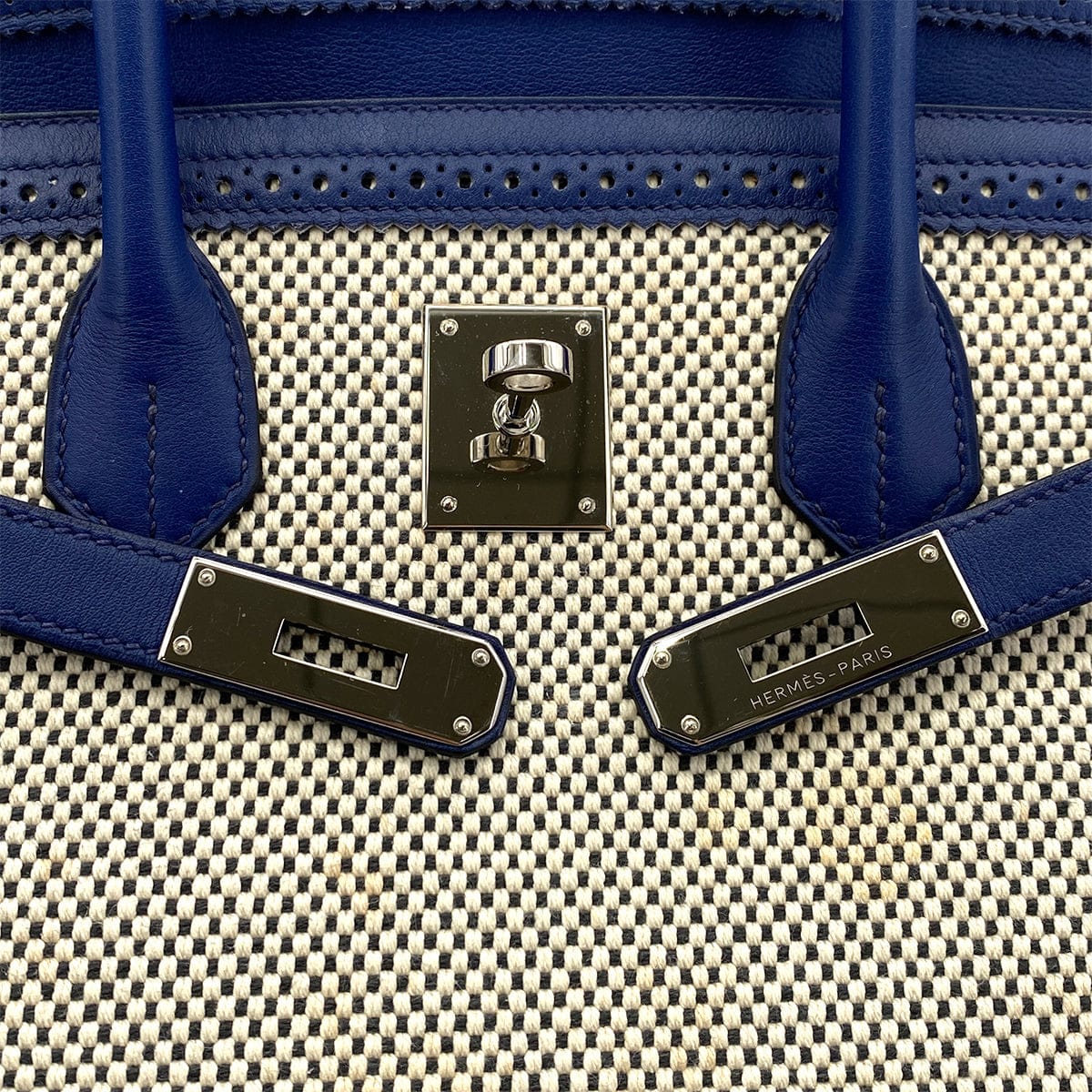 Luxury Promise Japan HERMES BIRKIN 35 GHILLIES BLUE SAPHIR SWIFT TOILE H HAND BAG R SHW 90301720