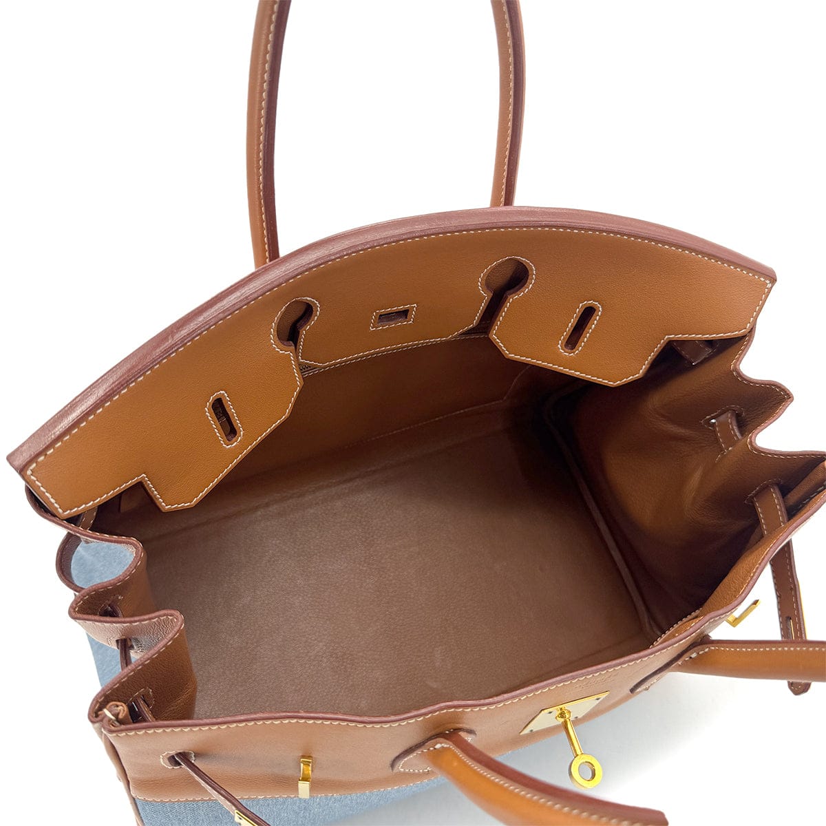 Luxury Promise Japan HERMES BIRKIN 35 GOLD BLUE VEAU GULLIVER TOILET JEAN HAND BAG □B GHW 90304977