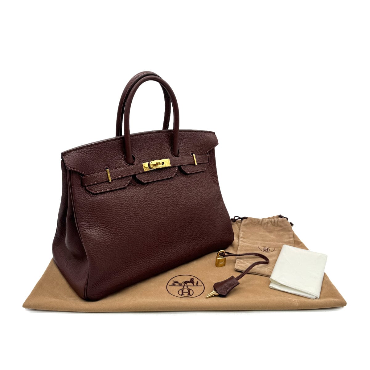 Luxury Promise Japan HERMES BIRKIN 35 MARRON FONCE TOGO HAND BAG □C GHW 90300551