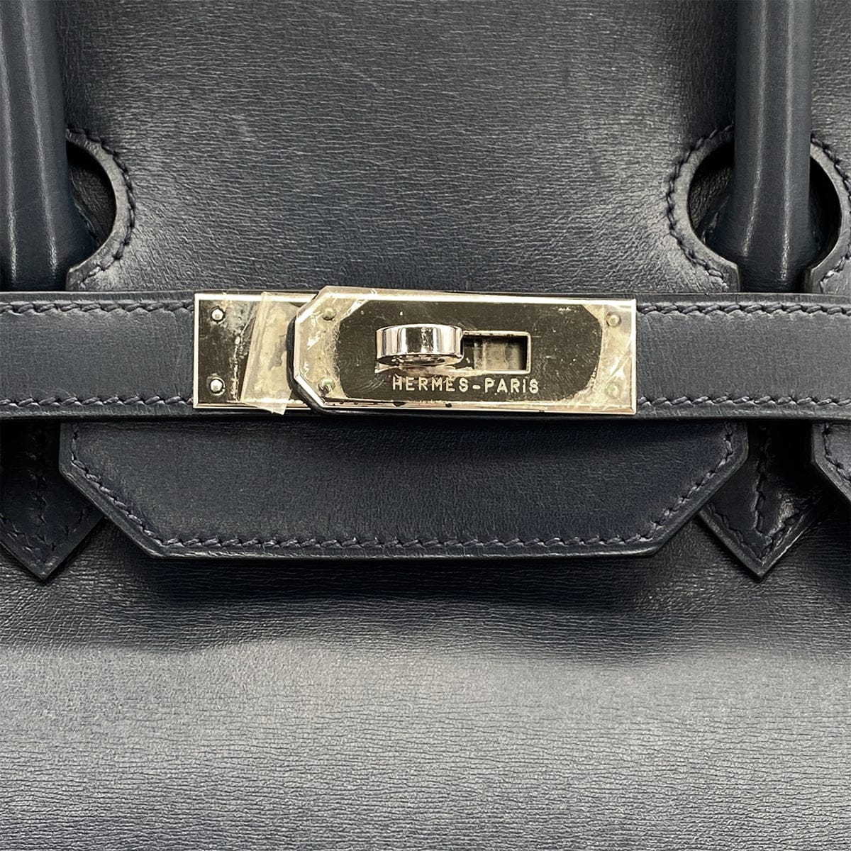 Luxury Promise Japan HERMES BIRKIN 35 NAVY BOX CALF HAND BAG 2001 SQUARE E PALLADIUM HARDWARE 90324143