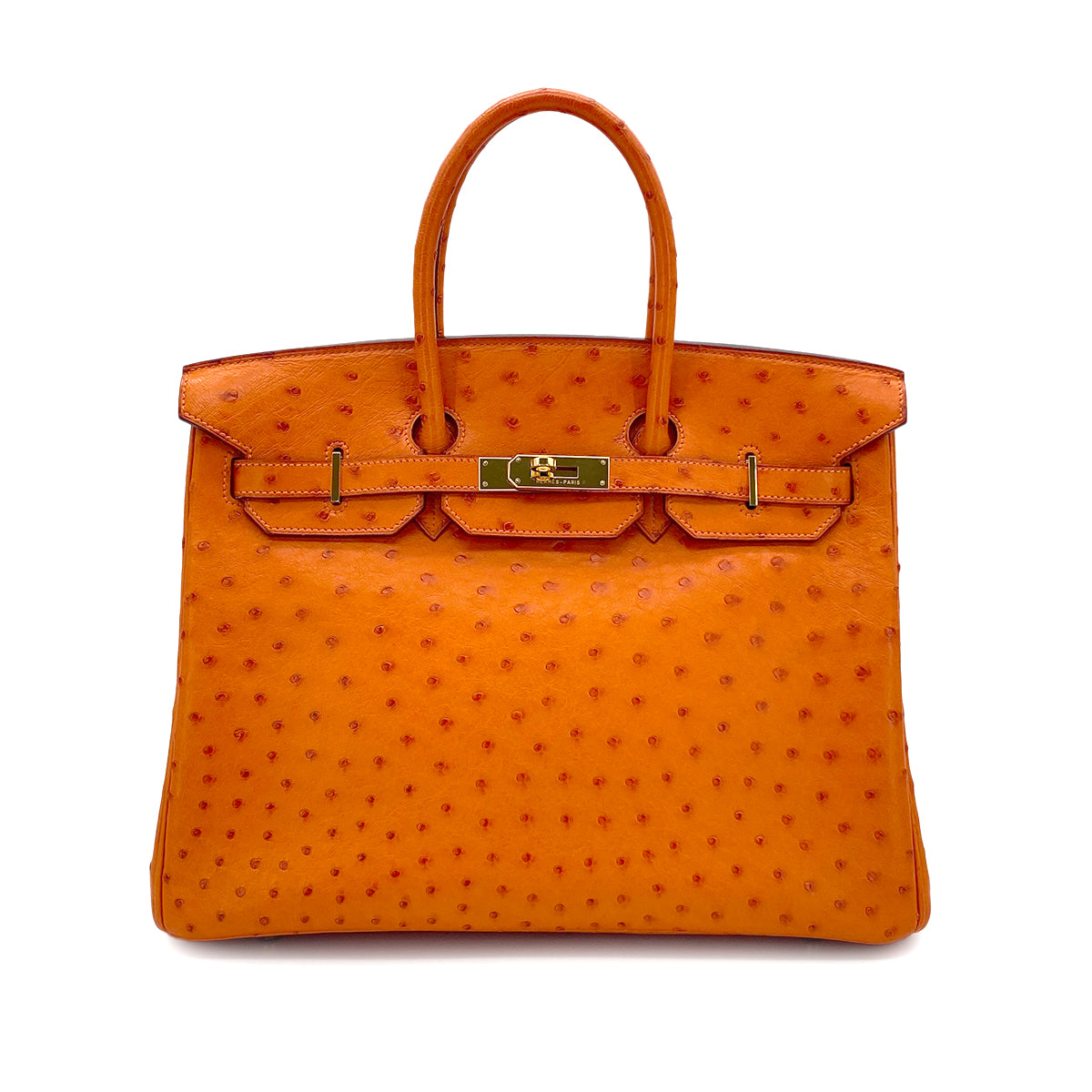 Luxury Promise Japan HERMES BIRKIN 35 TANGERINE OSTRICH HAND BAG □H GHW 90280697