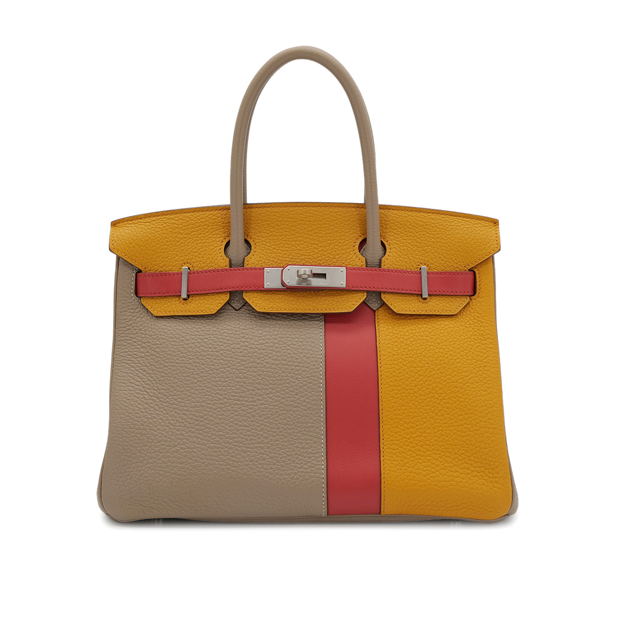 Luxury Promise Japan HERMES BIRKIN CASAQUE 30 GRIS TOURTERELLE MOUTARDE SANGUINE TAURILLON CLEMENCE VEAU SWIFT HAND BAG □P SHW 90302888