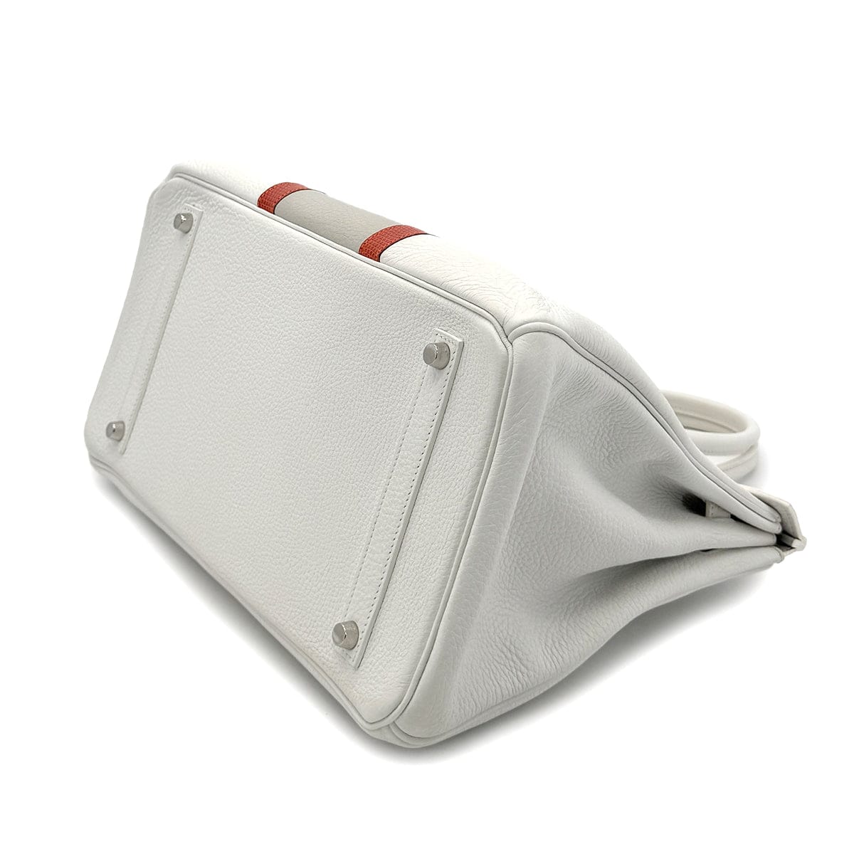 Luxury Promise Japan HERMES BIRKIN CLUB 35 WHITE GRIS PERLE SANGUINE TAURILLON CLEMENCE LIZARD HAND BAG □P SHW 90298337