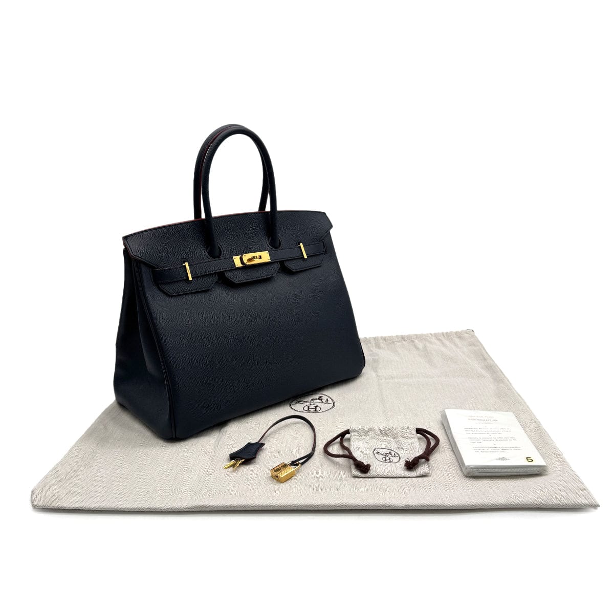 Luxury Promise Japan HERMES BIRKIN CONTOUR 35 BULUE INDIGO ROUGE H EPSOM HAND BAG 2016 X STAMP GOLD HARDWARE 90316989