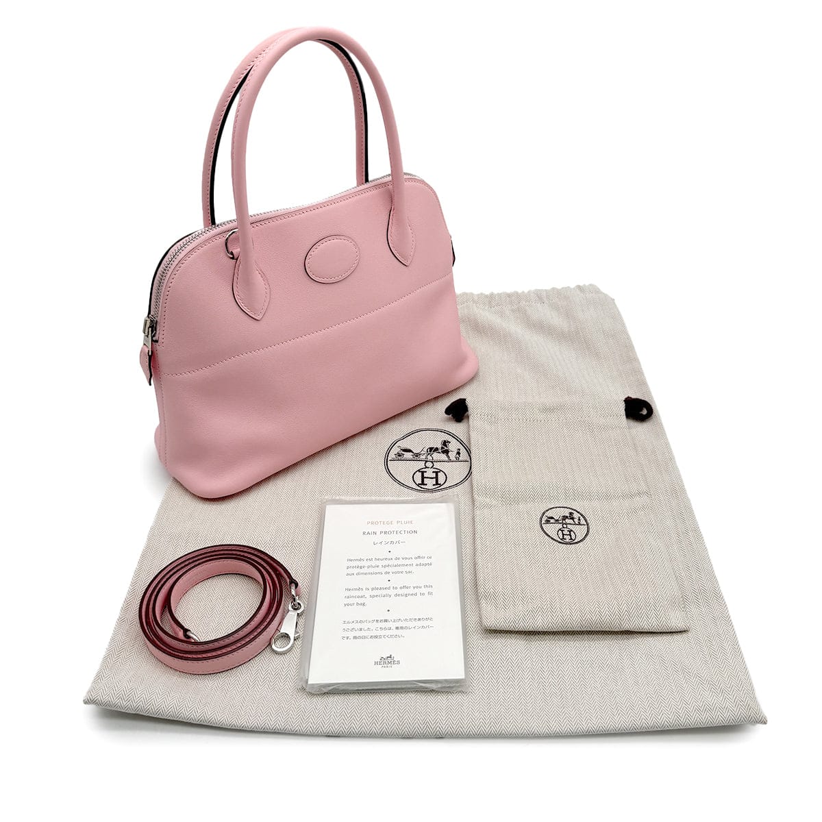 Luxury Promise Japan HERMES BOLIDE 27 ROSE SAKURA VEAU SWIFT HAND SHOULDER BAG 2016 X STAMP PALLADIUM HARDWARE 90313539