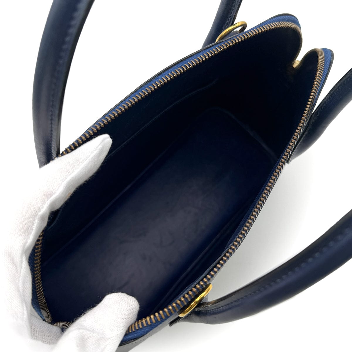 Luxury Promise Japan HERMES BOLIDE 31 BLUE ROY BOXCALF HAND SHOULDER BAG 1995 CIRCLE Y GOLD HARDWARE 90313551