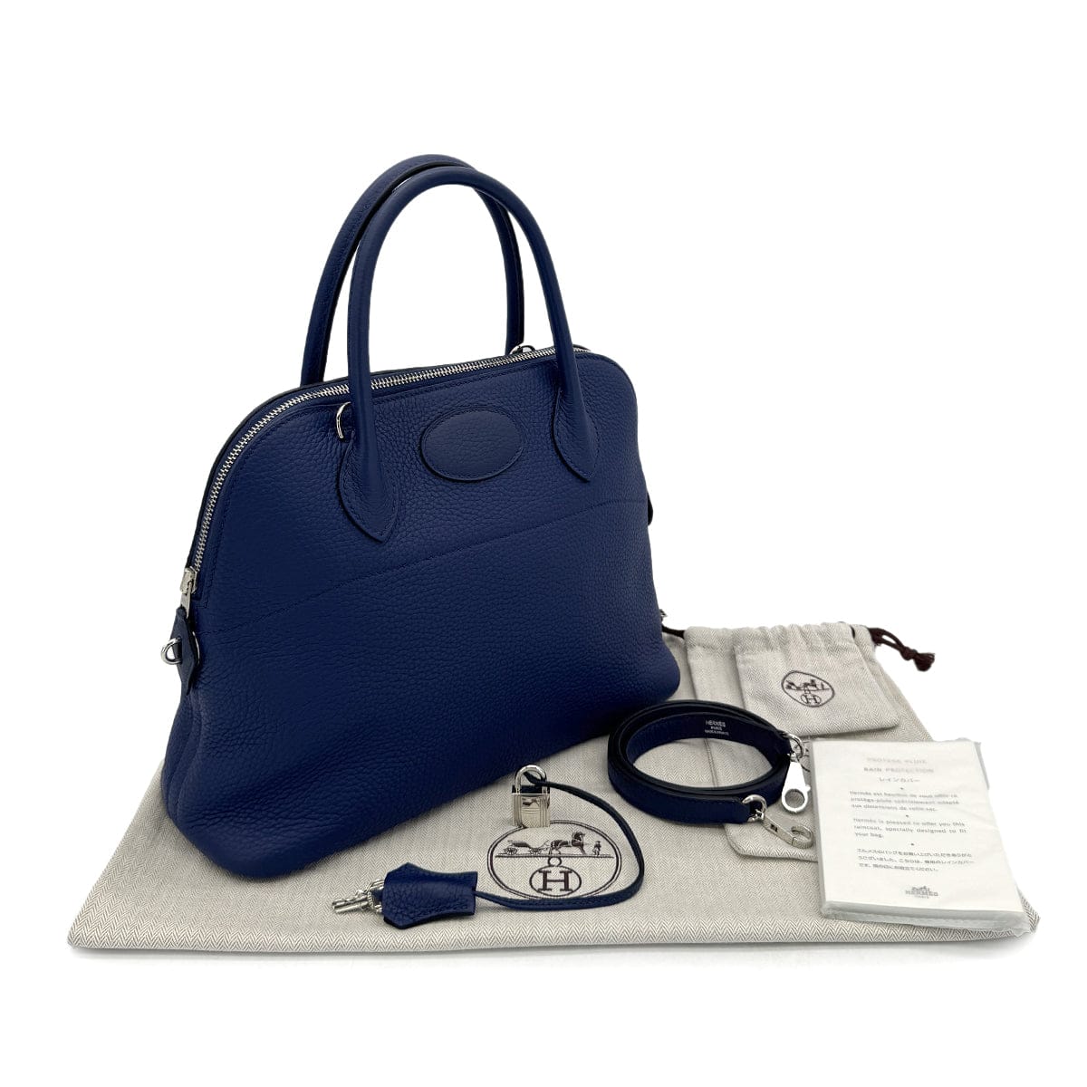 Luxury Promise Japan HERMES BOLIDE 31 BLUE SAPHIR TAURILLON CLEMENCE HAND SHOULDER BAG □Q SHW 90300548