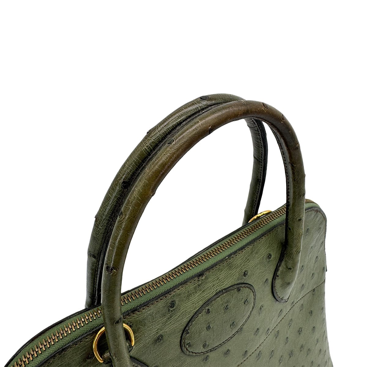 Luxury Promise Japan HERMES BOLIDE 31 VERT OSTRICH HAND SHOULDER BAG 1995 CIRCLE Y GOLD HARDWARE 90318277