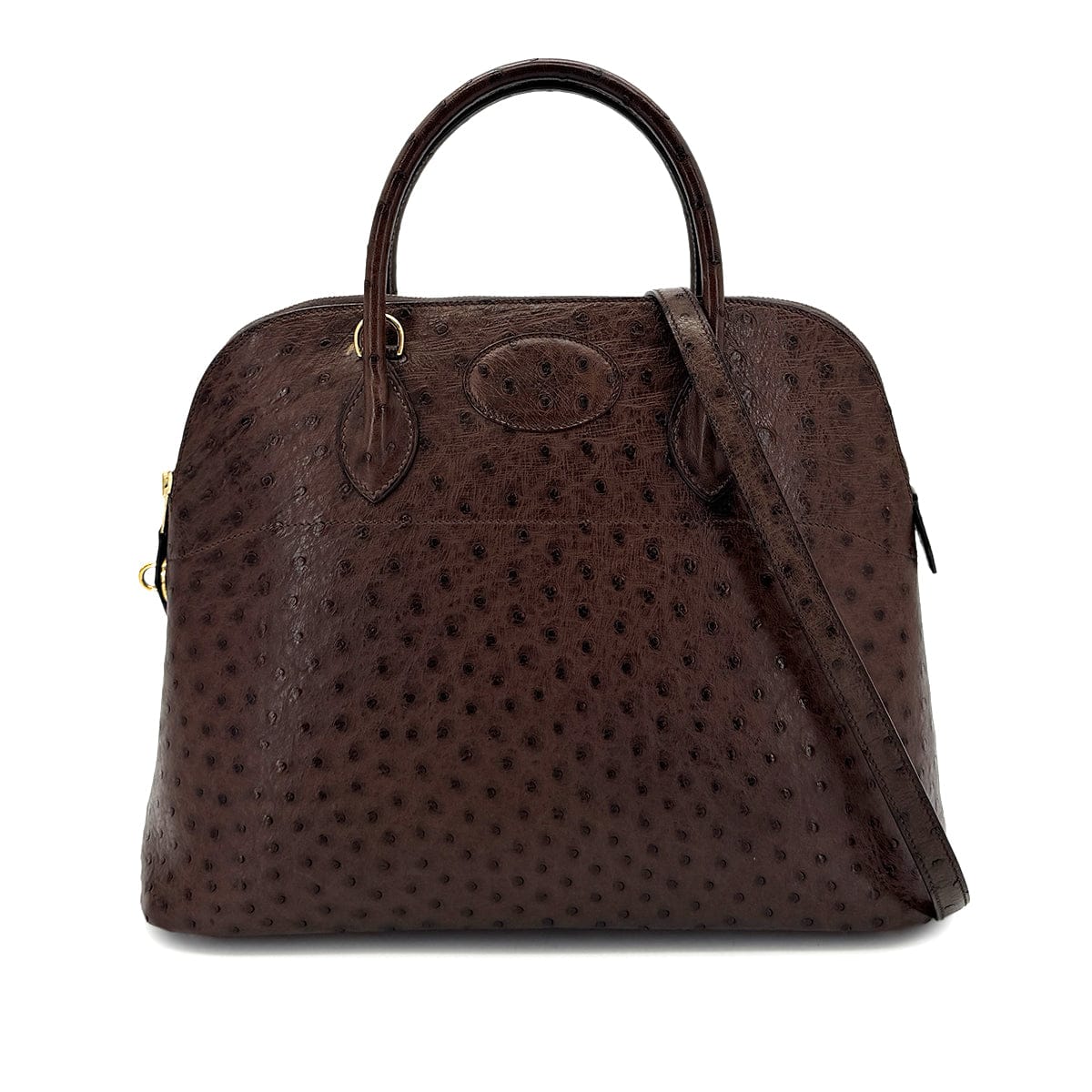 Luxury Promise Japan HERMES BOLIDE 35 CHOCOLAT OSTRICH HAND SHOULDER BAG 〇W GHW 90299753