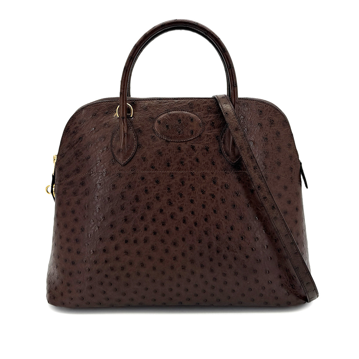 Luxury Promise Japan HERMES BOLIDE 35 CHOCOLAT OSTRICH HAND SHOULDER BAG 〇W GHW 90299753