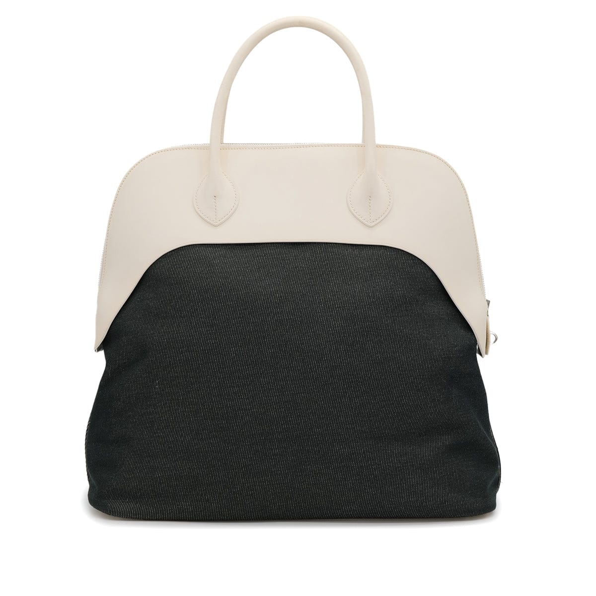 Luxury Promise Japan HERMES BOLIDE PADDOCK 40 WHITE TOILE JEAN VACHE HUNTER HAND BAG 2016 X STAMP PALLADIUM HARDWARE 90322529