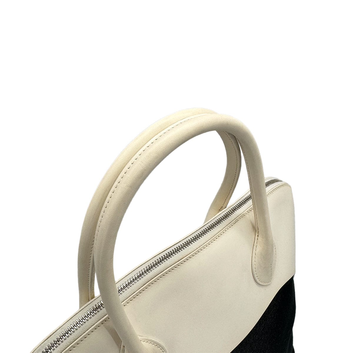 Luxury Promise Japan HERMES BOLIDE PADDOCK 40 WHITE TOILE JEAN VACHE HUNTER HAND BAG 2016 X STAMP PALLADIUM HARDWARE 90322529