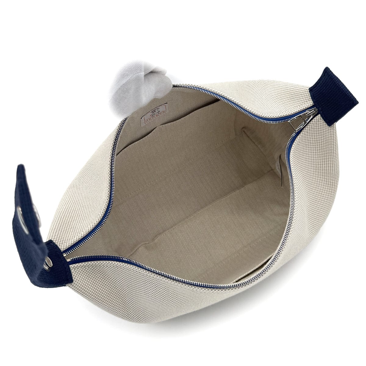 Luxury Promise Japan HERMES BRIDE A BRAC CABRIOLE GM GRIS PERLE TOILE H POUCH HAND BAG 90281414