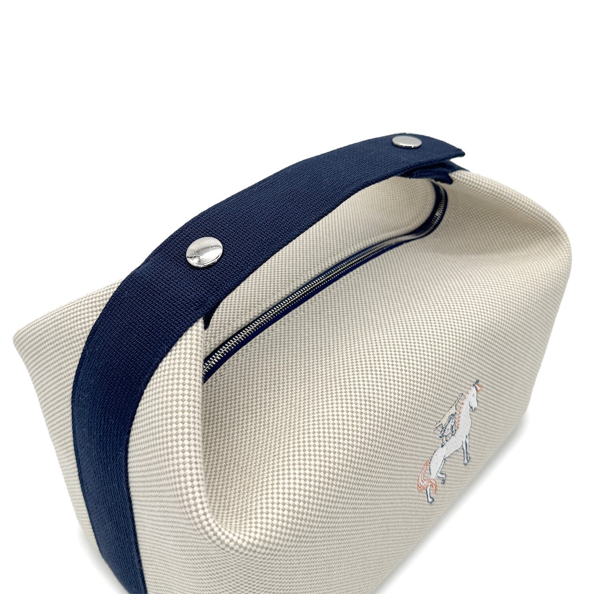 Luxury Promise Japan HERMES BRIDE A BRAC CABRIOLE GM GRIS PERLE TOILE H POUCH HAND BAG 90281414