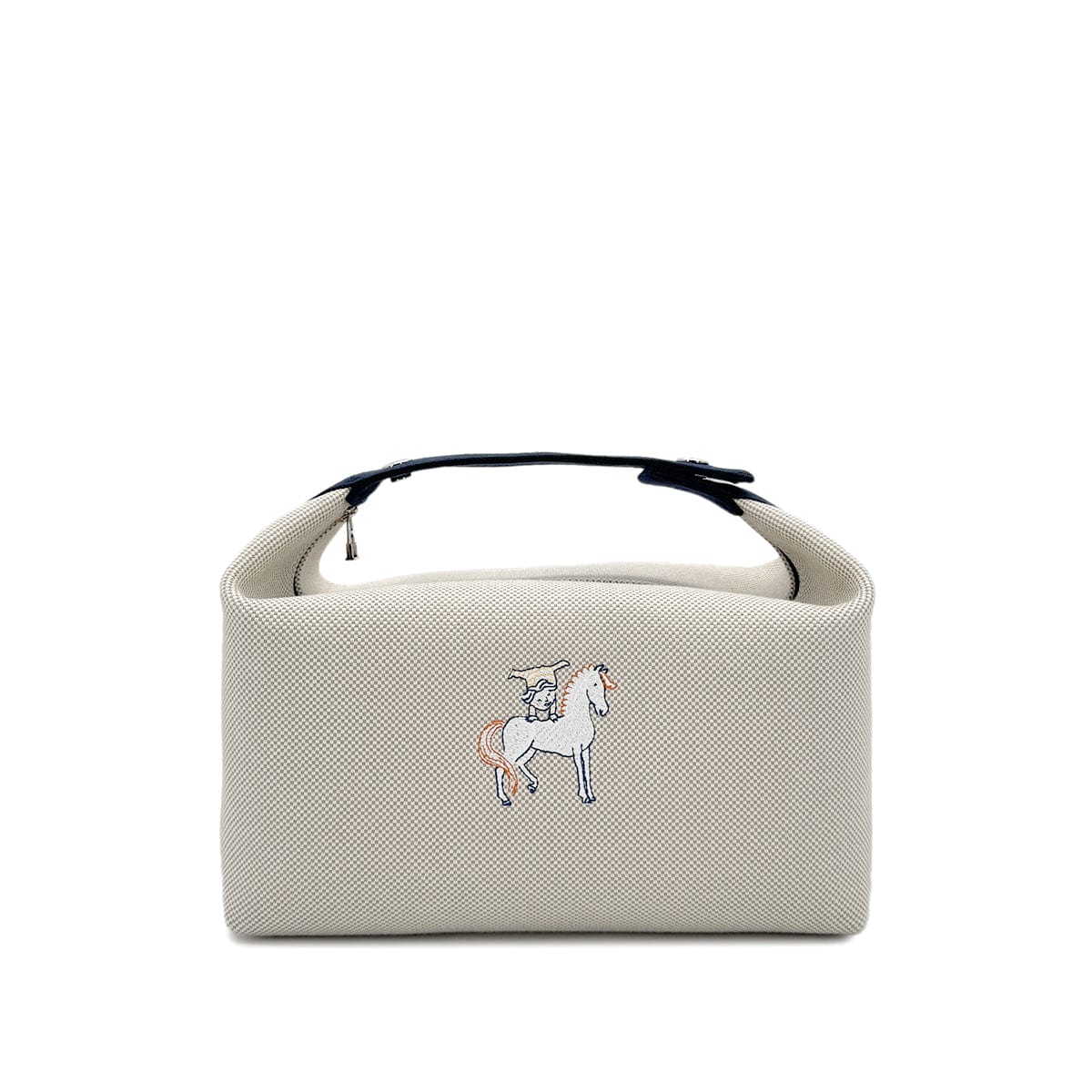 Luxury Promise Japan HERMES BRIDE A BRAC CABRIOLE GM GRIS PERLE TOILE H POUCH HAND BAG 90281414