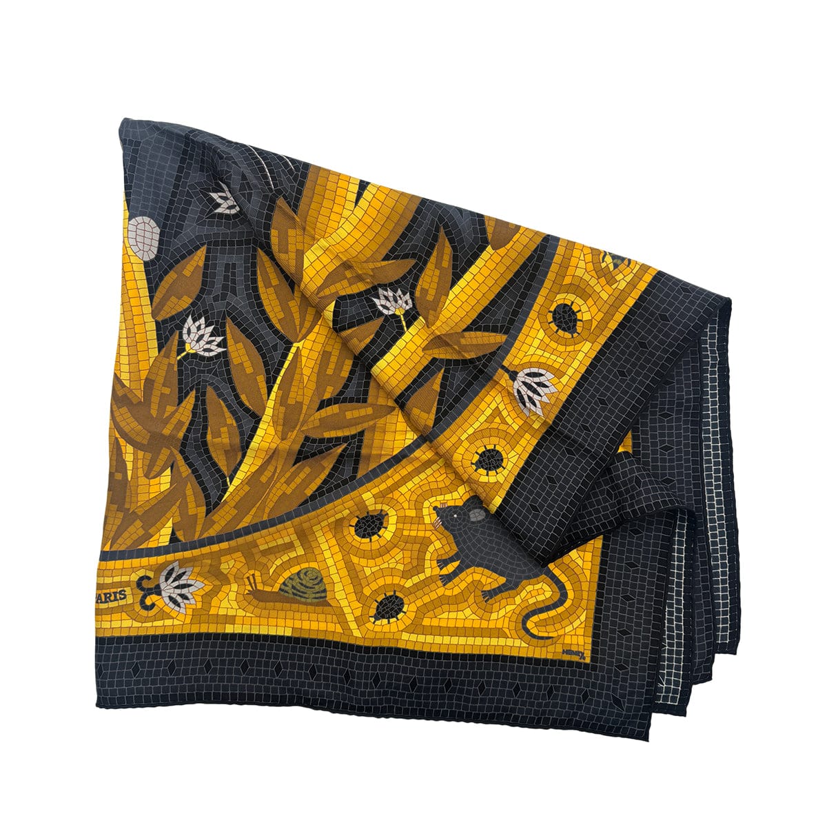 Luxury Promise Japan HERMES CARRE 90 CAVE FELEM SCARF SILK BLACK YELLOW 90274459