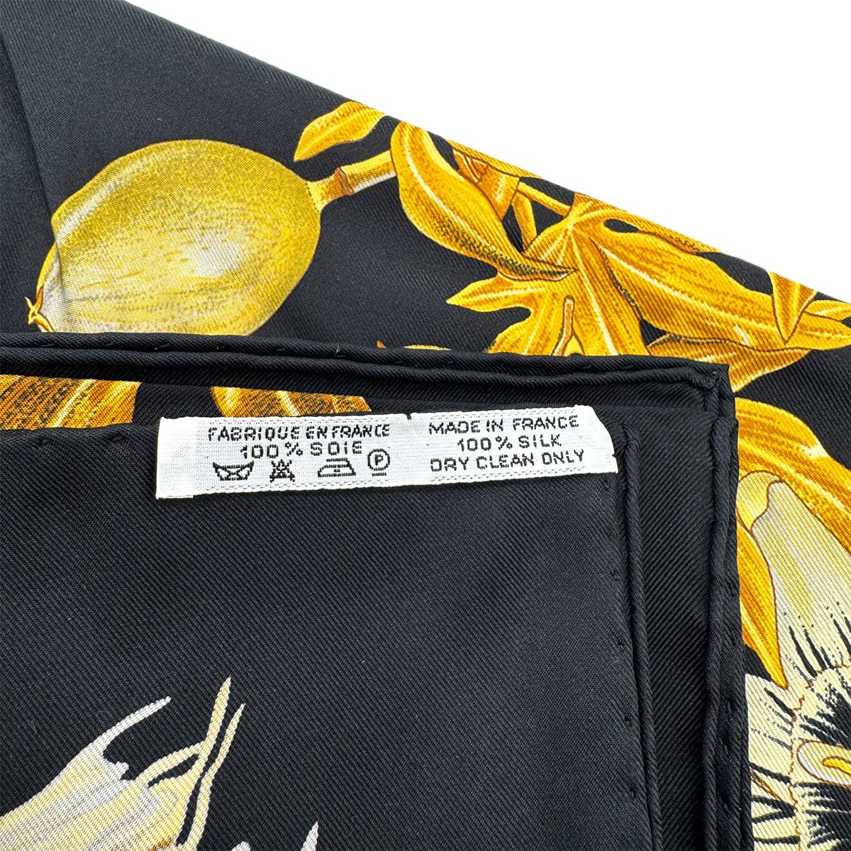 Luxury Promise Japan HERMES CARRE 90 PASSIFLORES SCARF SILK BLACK YELLOW 90285382
