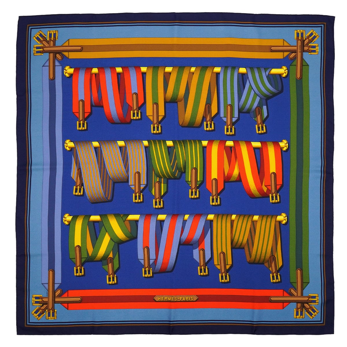 Luxury Promise Japan HERMES CARRE 90 SCARF LES SANGLES MULTICOLOR SILK 90345076