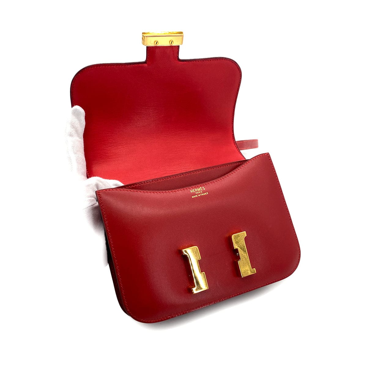 Luxury Promise Japan HERMES CONSTANCE 18 ROUGE VIF BOXCALF SHOULDER BAG 〇U GHW 90301626