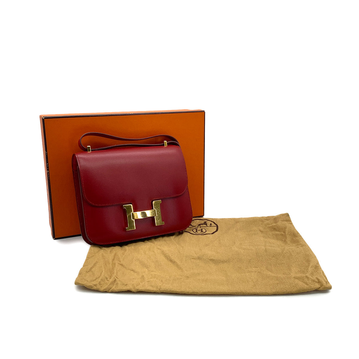 Luxury Promise Japan HERMES CONSTANCE 18 ROUGE VIF BOXCALF SHOULDER BAG 〇U GHW 90301626