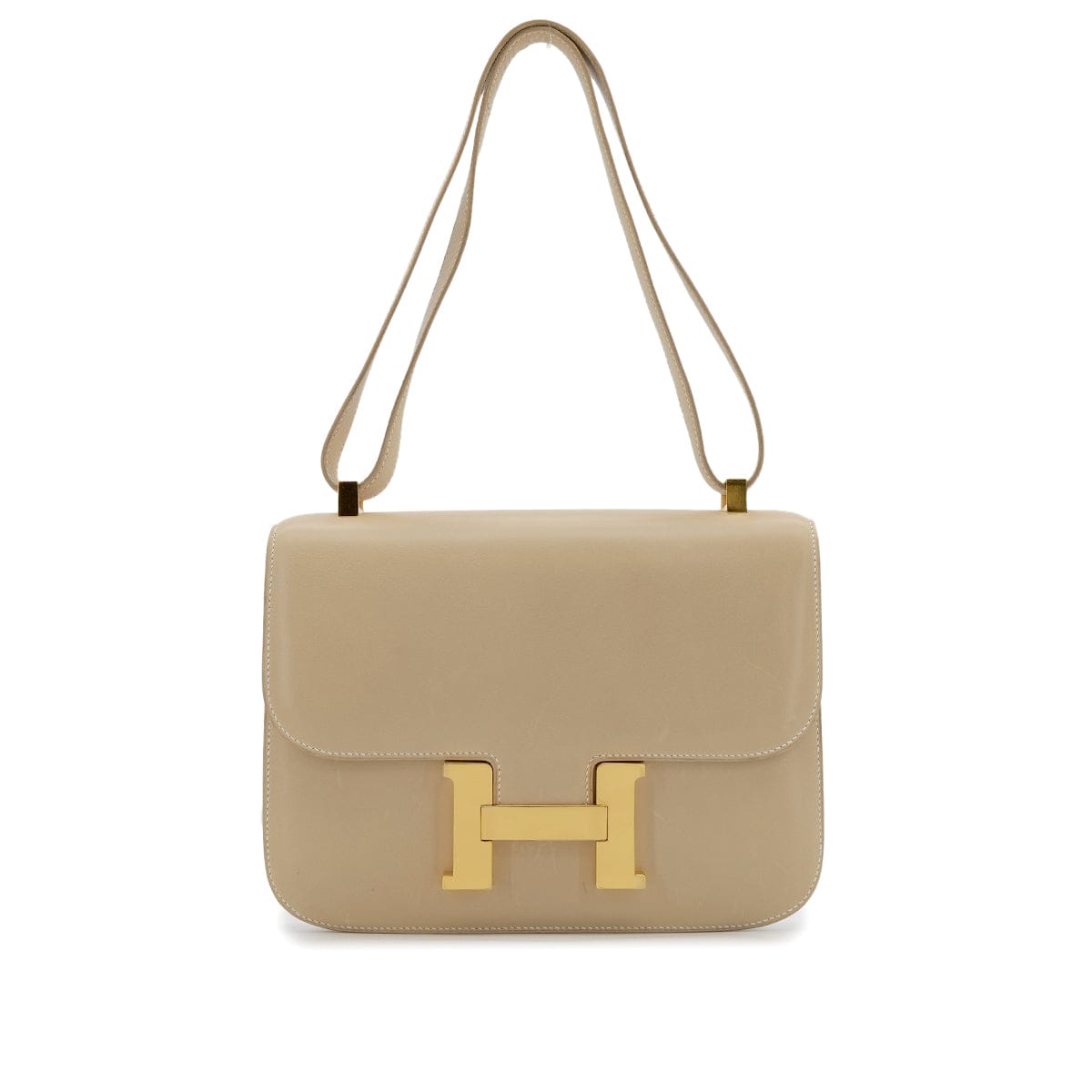 Luxury Promise Japan HERMES CONSTANCE 23 BEIGE BOXCALF SHOULDER BAG □E GOLD HARDWARE 90310255