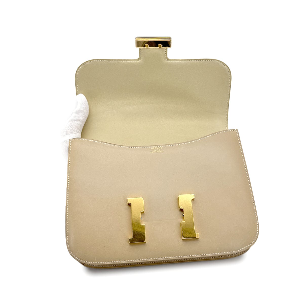 Luxury Promise Japan HERMES CONSTANCE 23 BEIGE BOXCALF SHOULDER BAG □E GOLD HARDWARE 90310255
