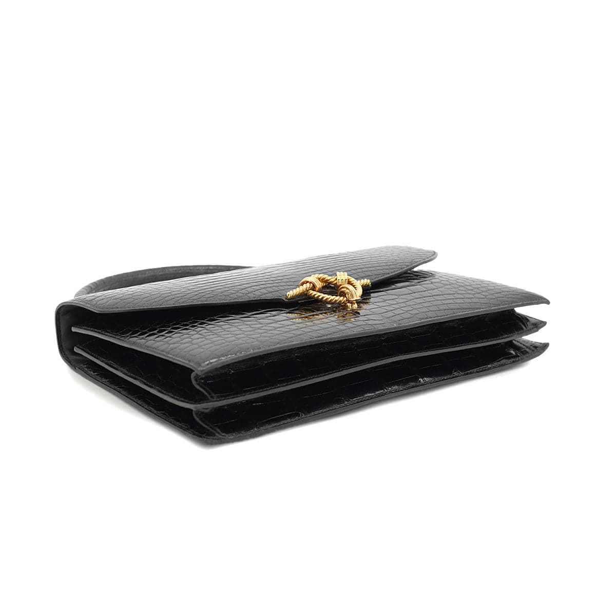 Luxury Promise Japan HERMES CORDELIERE ALLIGATOR BLACK HAND BAG 1990 CIRCLE T GOLD HARDWARE 90335570