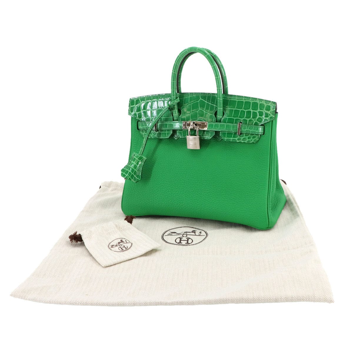 Luxury Promise Japan HERMES Crocodile Birkin 25 Touch Hand Bag Togo Niloticus Bamboo Z Stamp Silver Hardware Birkin 25 Touch Hermes 90270073