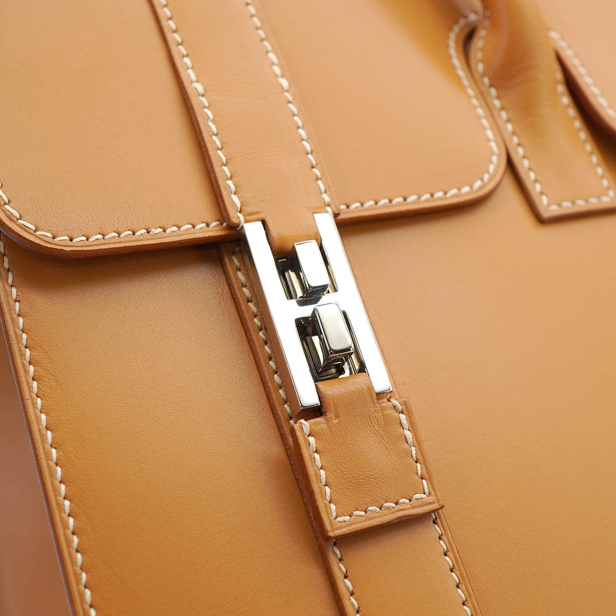 Luxury Promise Japan HERMES DRAG 37 NATUREL VEAU BARENIA HAND BAG 2000 SQUARE D PALLADIUM HARDWARE 90328123