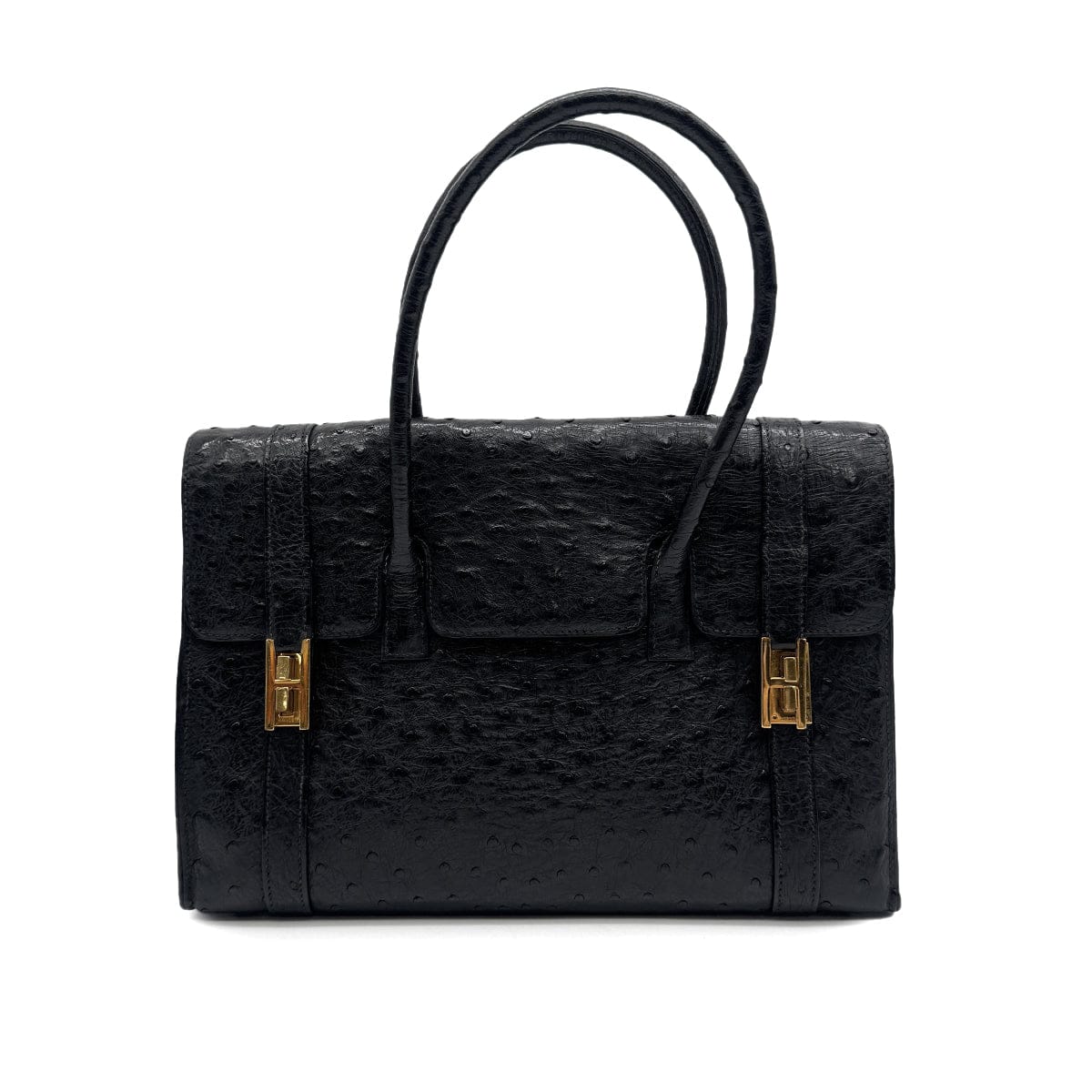 Luxury promise Japan HERMES DRUG 30 BLACK OSTRICH HAND BAG GOLD HARDWARE 90328919
