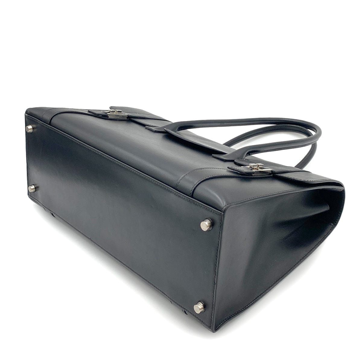 Luxury Promise Japan HERMES DRUG2 37 BLACK BOX CALF HAND BAG □O SHW 90264347