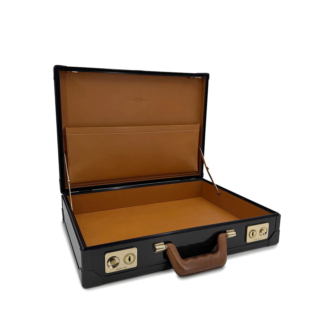 Luxury Promise Japan HERMES ESPACE PM ATTACHE CASE BUSINESS BAG BLACK CARBON VEAU CHAMONIX GHW 90299539
