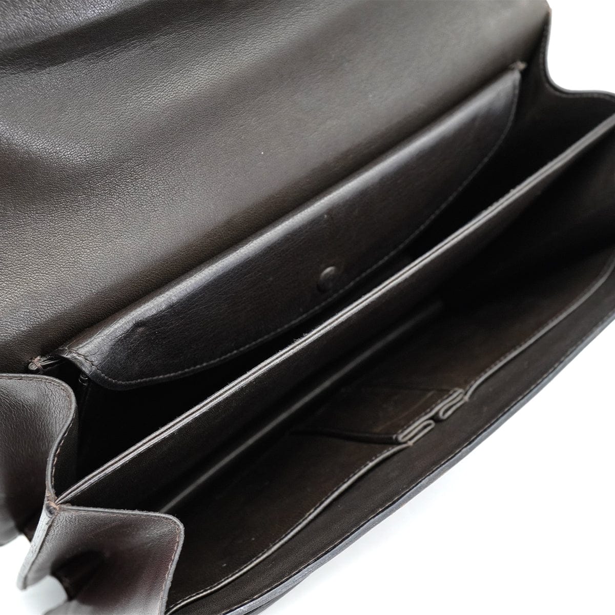 Luxury Promise Japan HERMES FONSBELLE CHOCOLAT DEBRIS BOX CALF SHOULDER BAG 1973 CIRCLE C GOLD HARDWARE 90327300