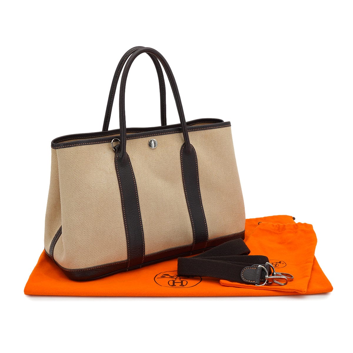 Luxury Promise Japan HERMES GARDEN PARTY TPM MARRON TOILE H HAND SHOULDER BAG 2005 SQUARE I 90334297