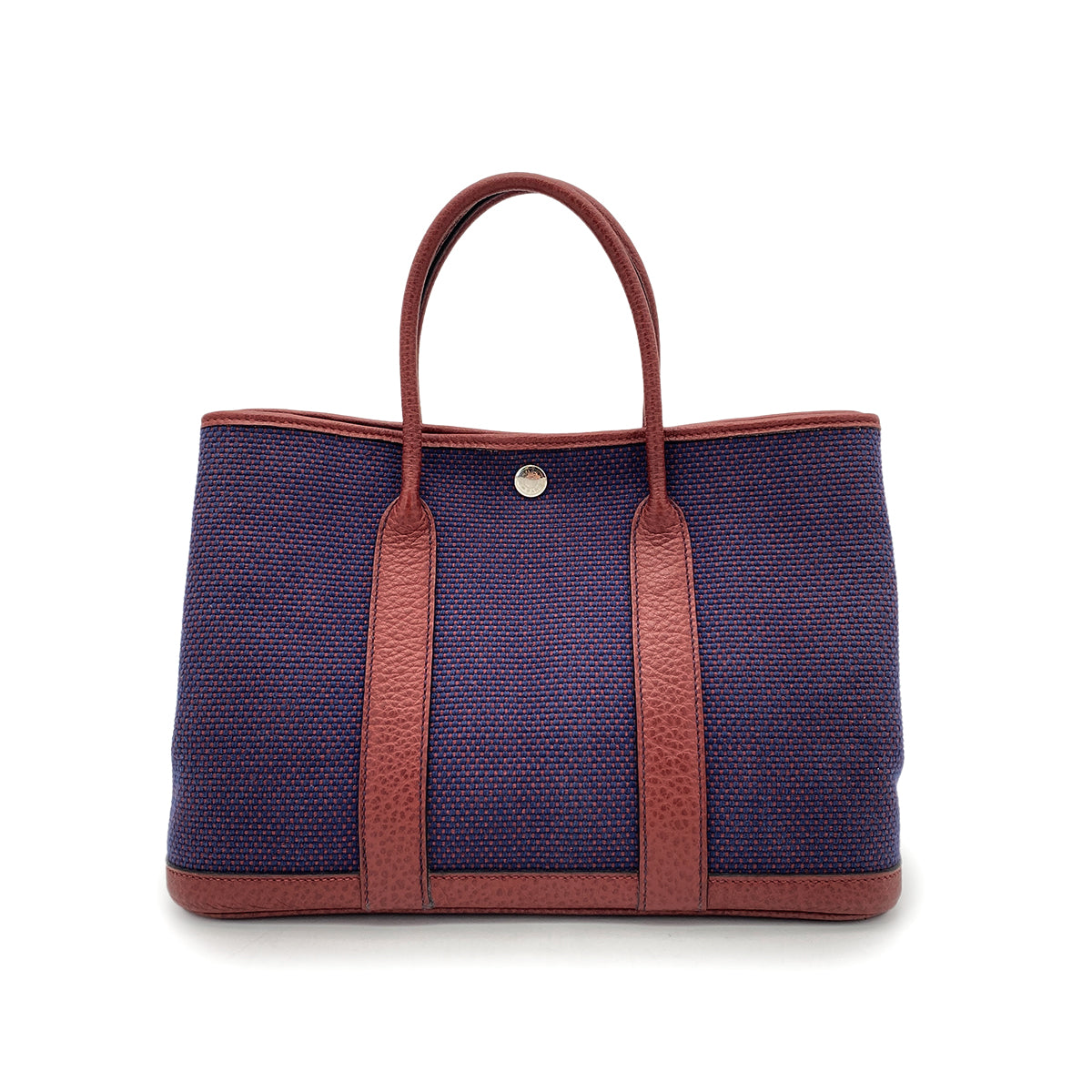 Luxury Promise Japan HERMES GARDEN PARTY TPM TOILE CRISS CROSS BUFFLE SKIPPER BLEU DE MALTE ROUGE H TOTE BAG □Q 90263080