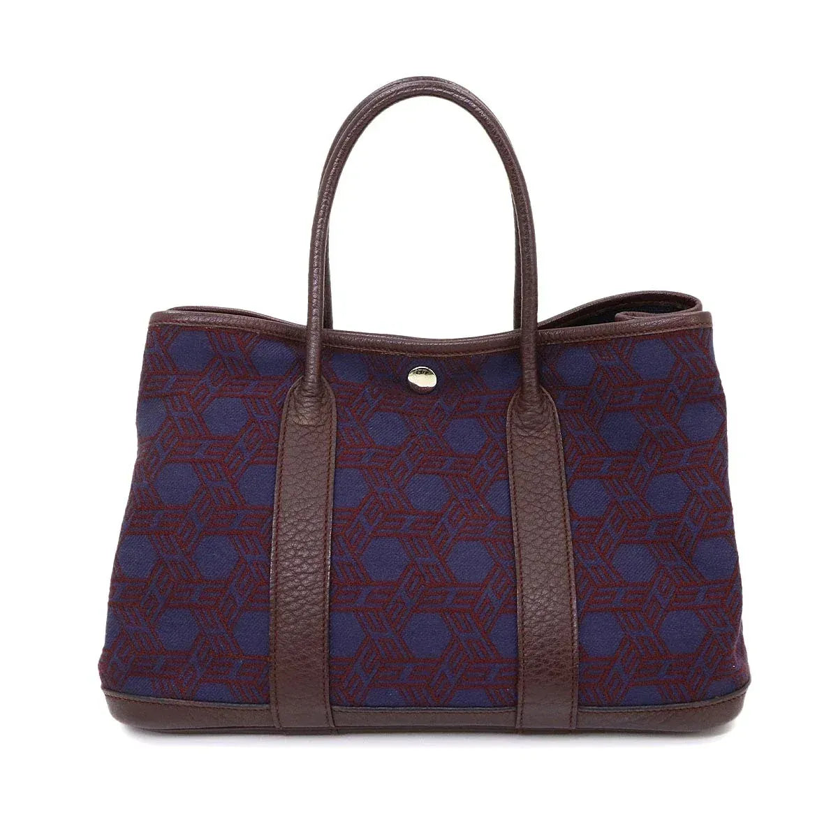 Luxury Promise Japan HERMES Garden Party TPM Tote Bag Toile Soie H Negonda Bordeaux Navy 90341398