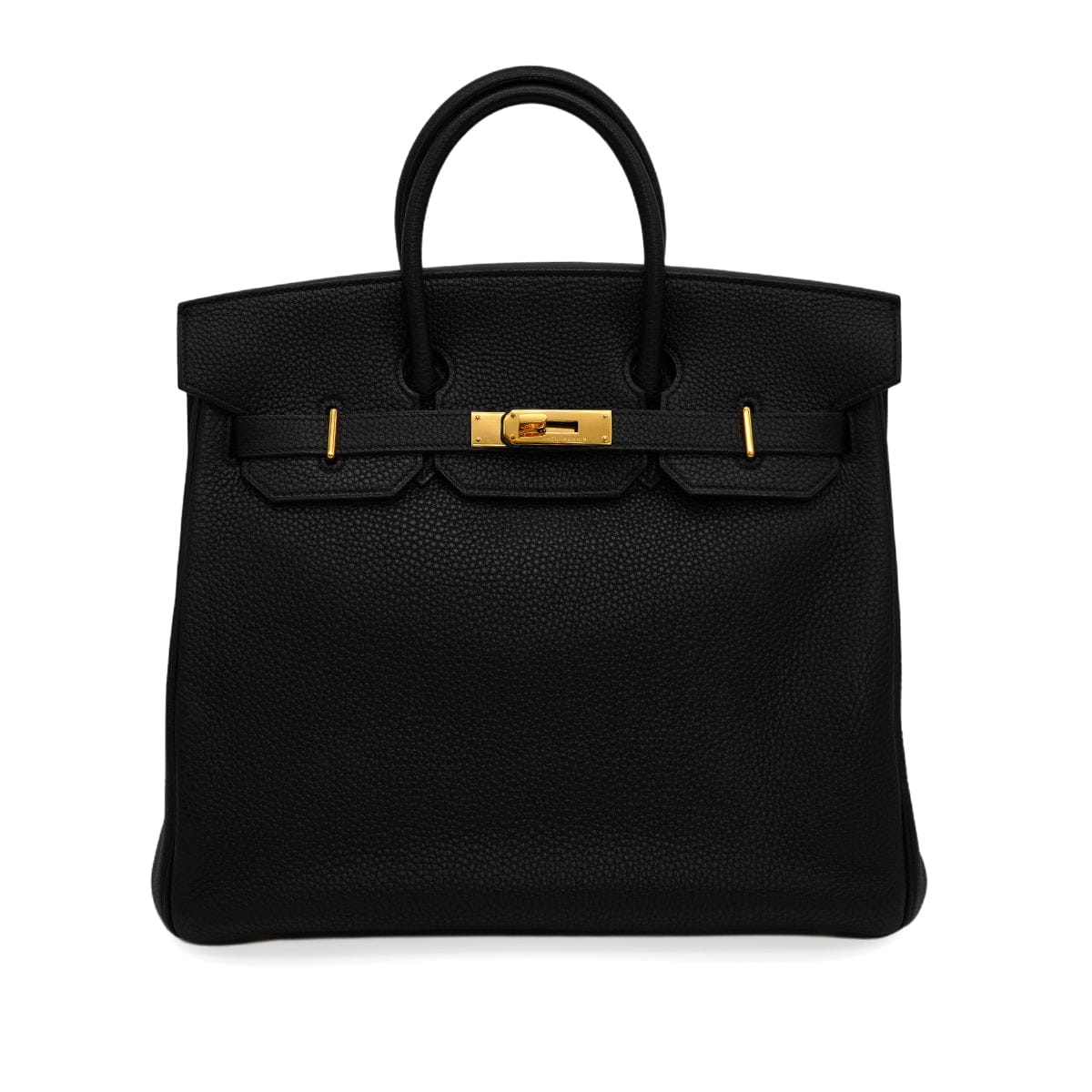 Luxury Promise Japan HERMES HAUT A COURROIES 32 BLACK TOGO HAND BAG 2004 SQUARE H GOLD HARDWARE 90345055
