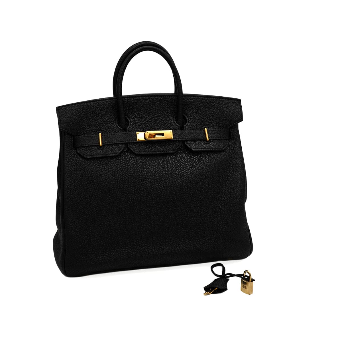 Luxury Promise Japan HERMES HAUT A COURROIES 32 BLACK TOGO HAND BAG 2004 SQUARE H GOLD HARDWARE 90345055
