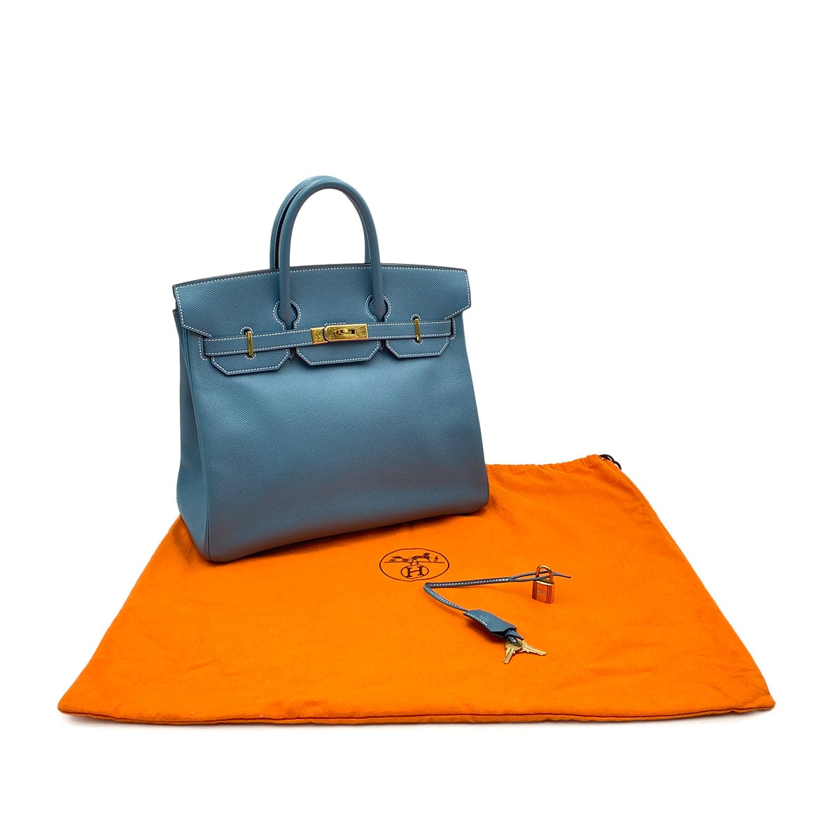 Luxury Promise Japan HERMES HAUT A COURROIES 32 BLUE JEAN EPSOM HAND BAG □C SHW 90299364