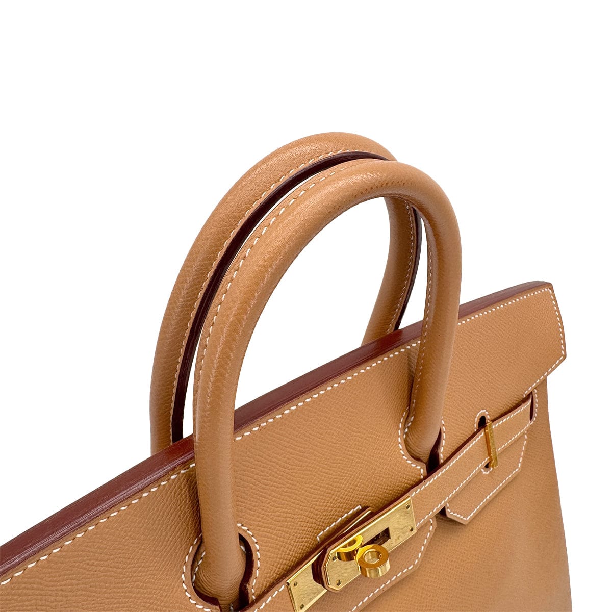 Luxury Promise Japan HERMES HAUT A COURROIES 32 NATUREL COUCHEVEL HAND BAG 1998 SQUARE B GOLD HARDWARE 90312522