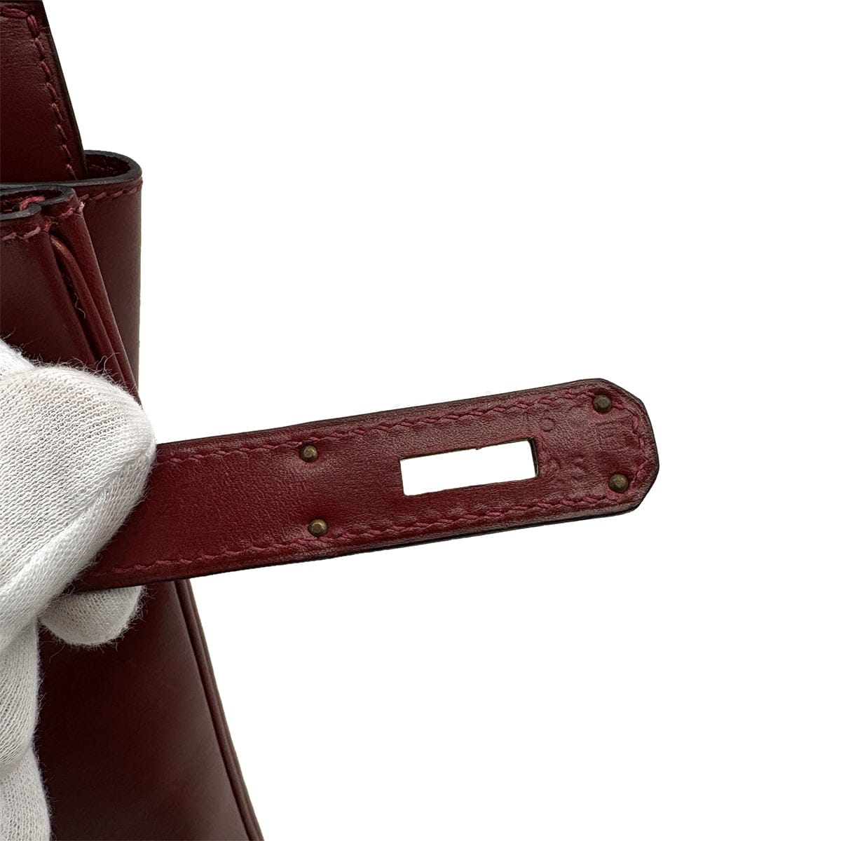 Luxury Promise Japan HERMES HAUT A COURROIES 32 ROUGE H BOXCALF HAND BAG 2002 SQUARE F GOLD HARDWARE 90314404