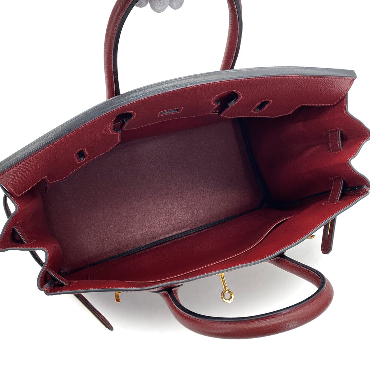 Luxury Promise Japan HERMES HAUT A COURROIES 32 ROUGE H COUCHEVEL HAND BAG 2000 SQUARE D GOLD HARDWARE 90324285