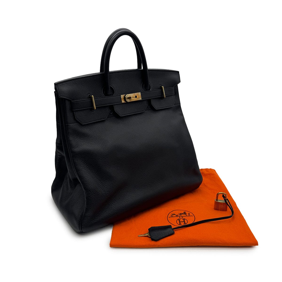 Luxury Promise Japan HERMES HAUT A COURROIES 40 BLACK TOGO HAND BAG □F GHW 90306275