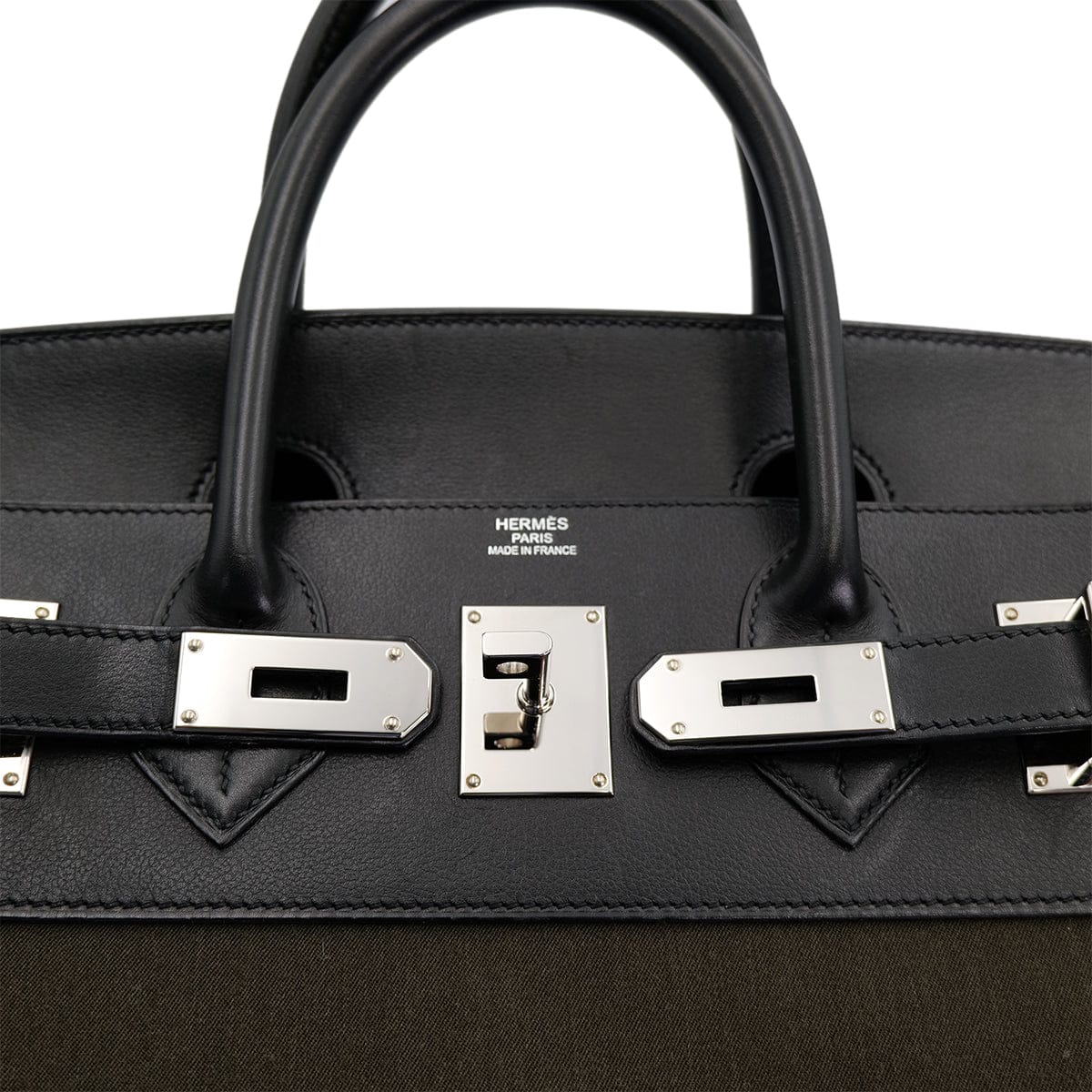 Luxury Promise Japan HERMES HAUT A COURROIES 40 BLACK VERT MAQUIS EVERCOLOR TOILE OFFICIER HAND BAG Z SHW 90301717