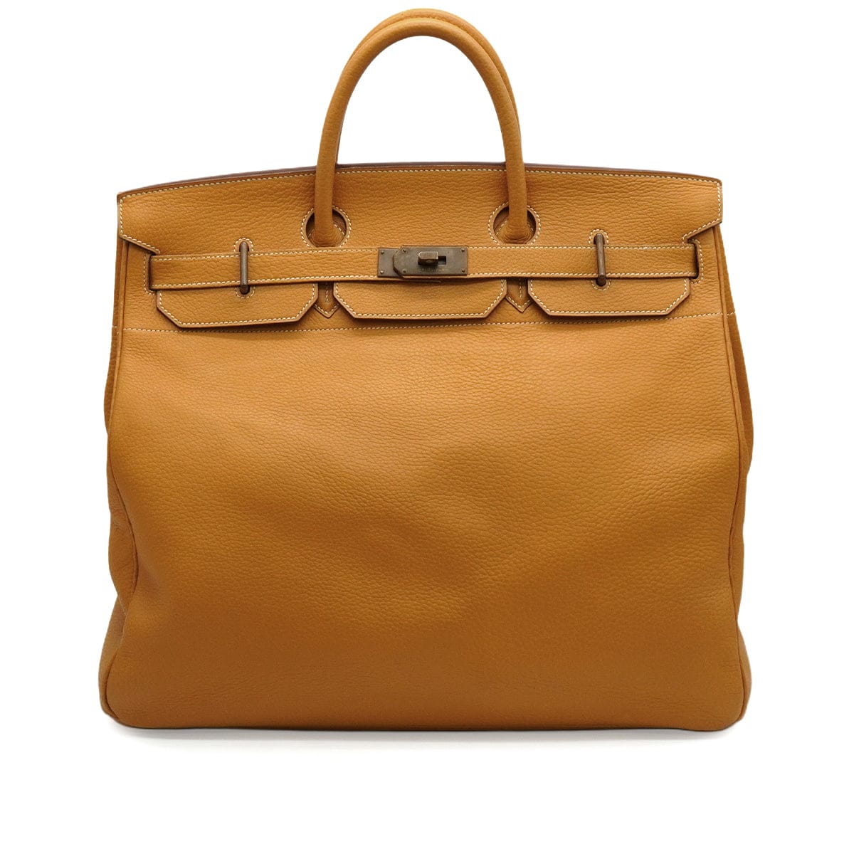 Luxury Promise Japan HERMES HAUT A COURROIES 45 NATURAL FJORD HAND BAG 1992 CIRCLE V GOLD HARDWARE 90346983
