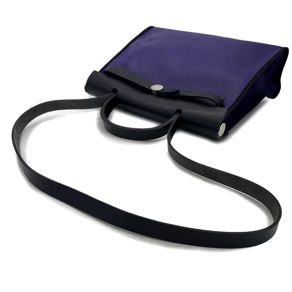 Luxury Promise Japan HERMES HER BAG ZIP PM 31 BLEU ENCRE BLACK TOILE H BERLINE VACHE HUNTER HAND SHOULDER BAG C 90296673