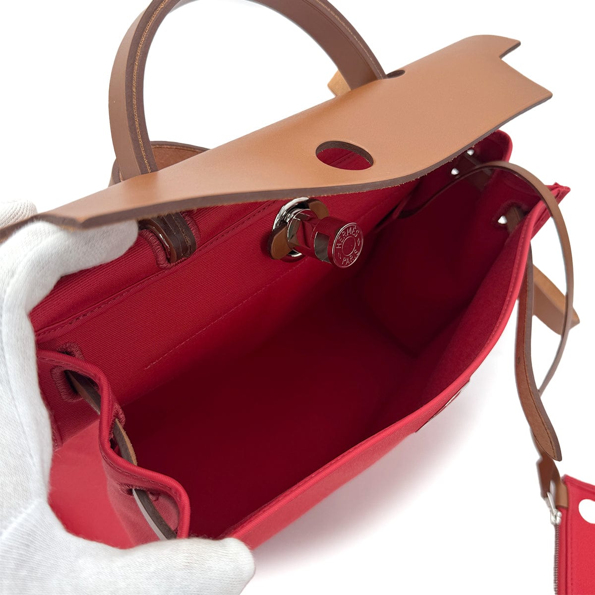 Luxury Promise Japan HERMES HER BAG ZIP PM 31 BOUGAINVILLIER FAUVE VACHE HUNTER TOILE OFFICIER TOTE SHOULDER BAG C 90279780